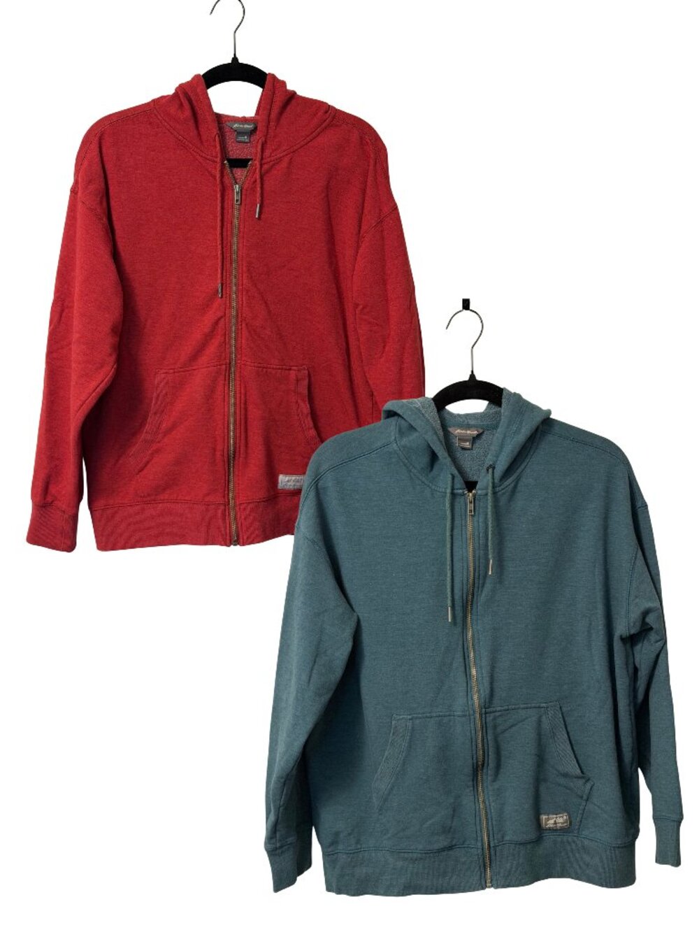 Bundle of two Eddie Bauer Cozy Camp Full-Zip Hoodie Red, Blue/Green Size Medium